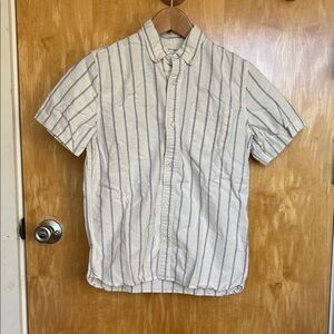 GAP Cream and Blue Striped Casual Shirt